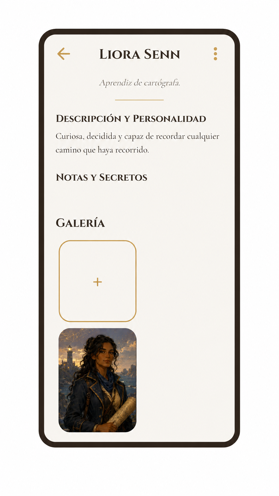 Pantalla de personajes de Grimorio